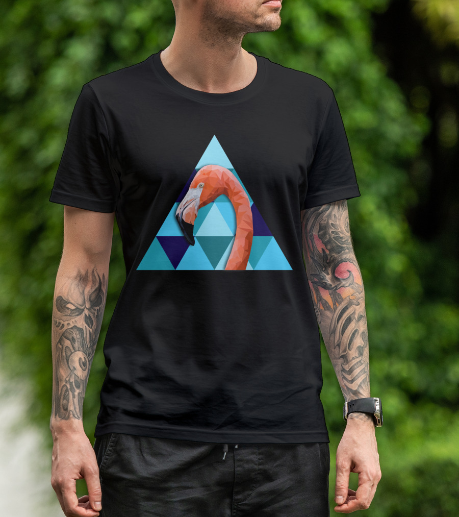 Geometric Flamingo Triangle T-Shirt
