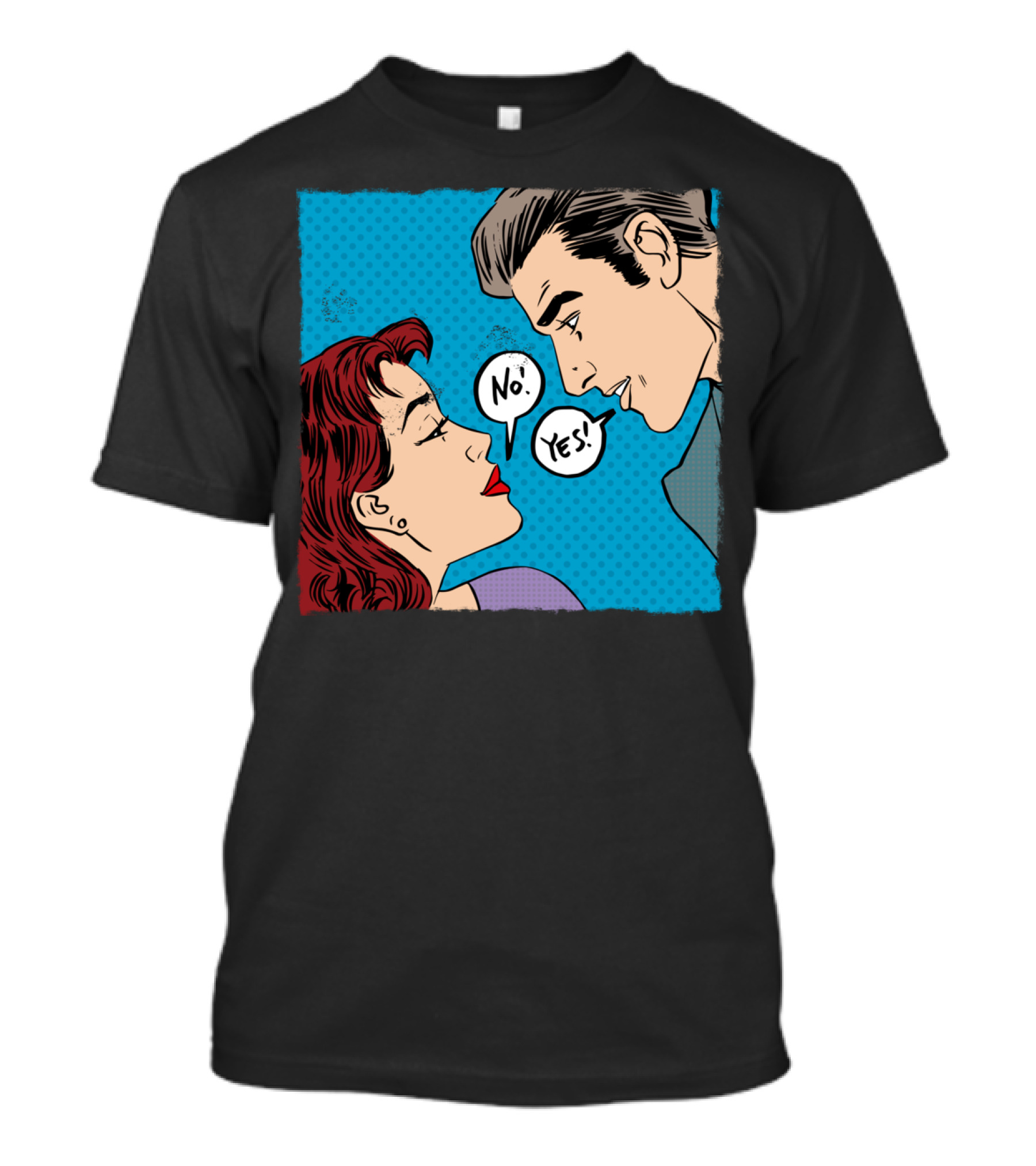 Retro Comic Pop Art Romance No Yes Dialog Scene T-Shirt