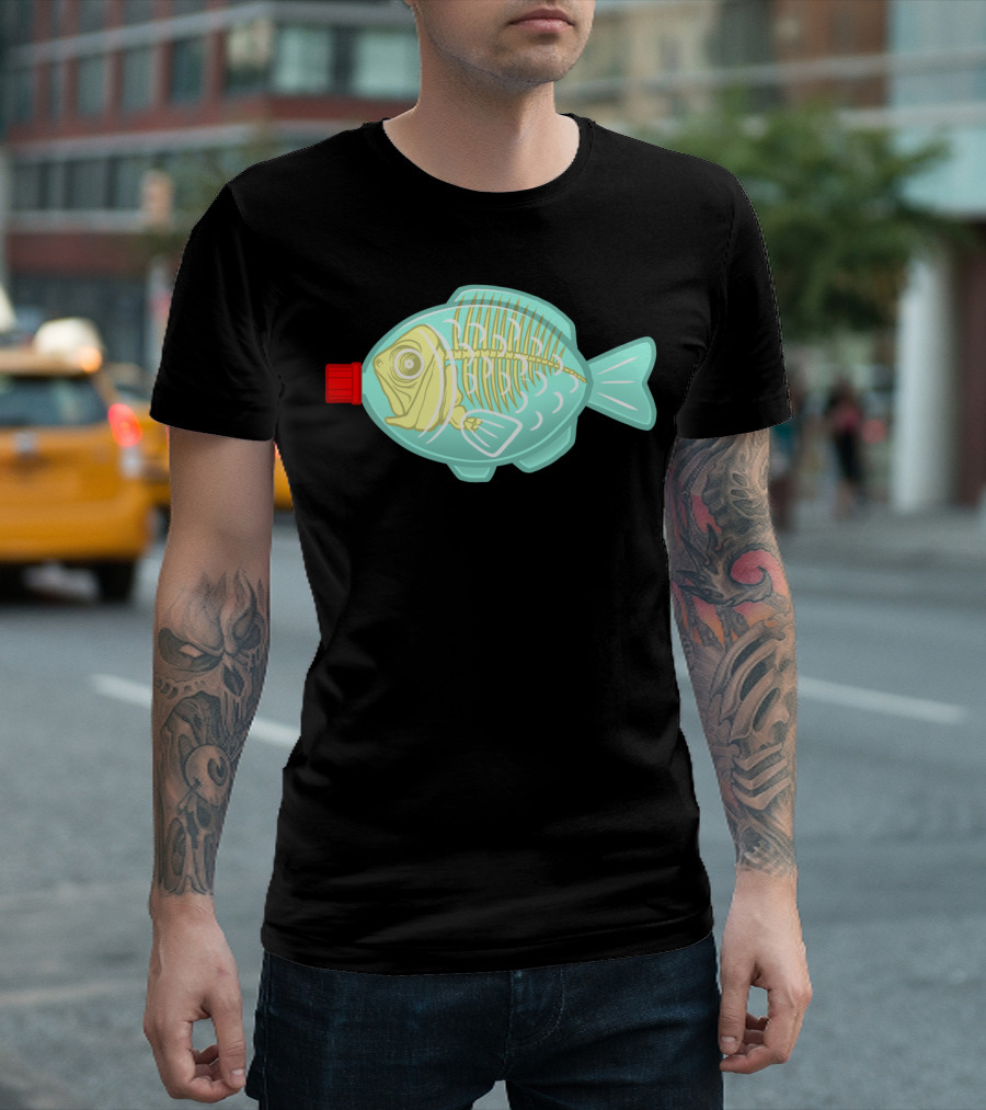 Dead Sushi Soy Sauce Fish Skeleton Bottle T-Shirt