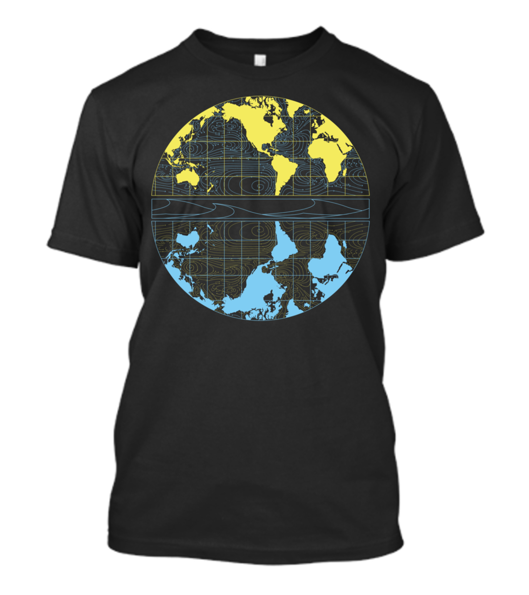 World Stream Drift Map Circular Ocean Currents Visualization T-Shirt