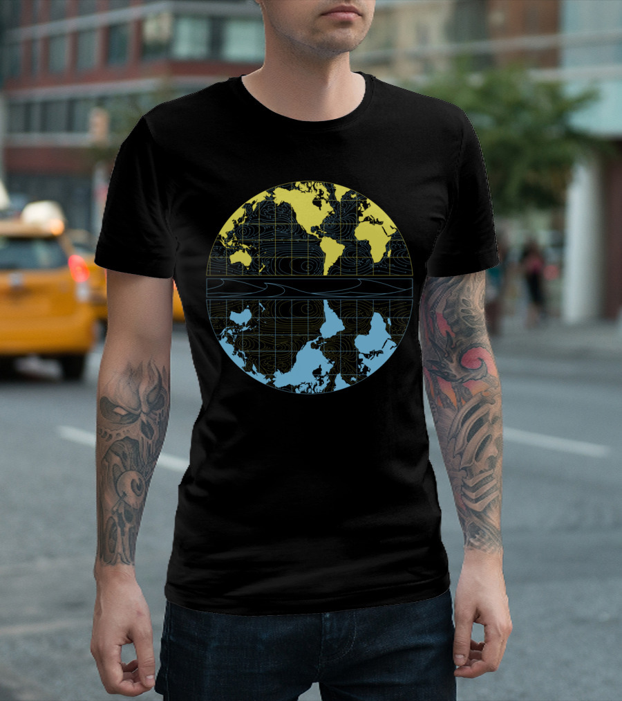 World Stream Drift Map Circular Ocean Currents Visualization T-Shirt