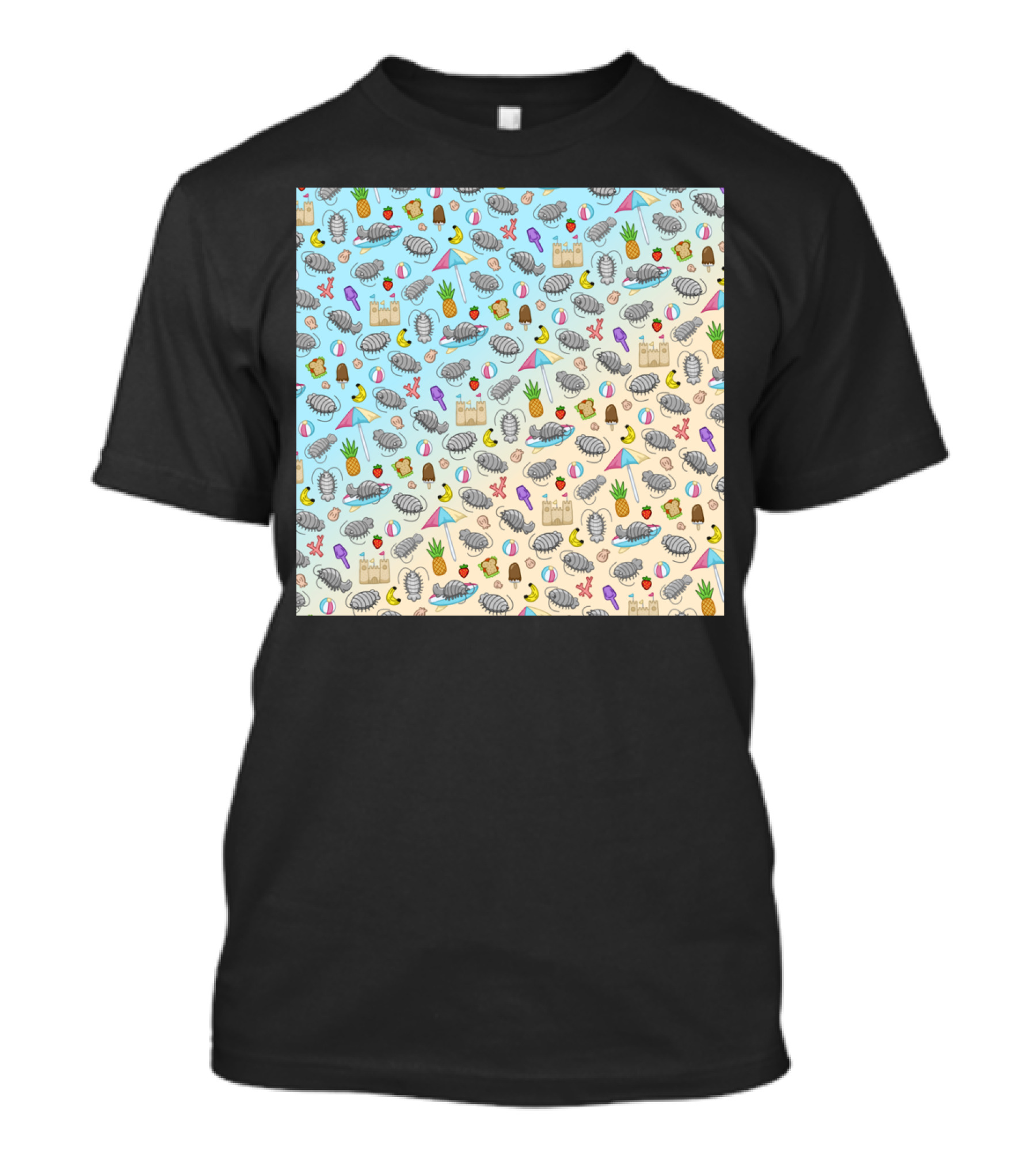 Isopod Beach Party Pineapple Umbrella Sandcastle Background T-Shirt