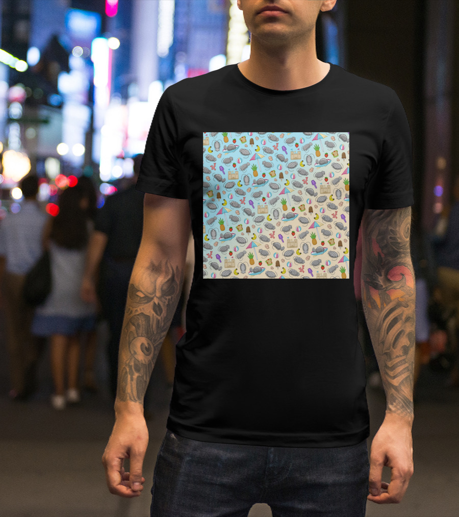 Isopod Beach Party Pineapple Umbrella Sandcastle Background T-Shirt