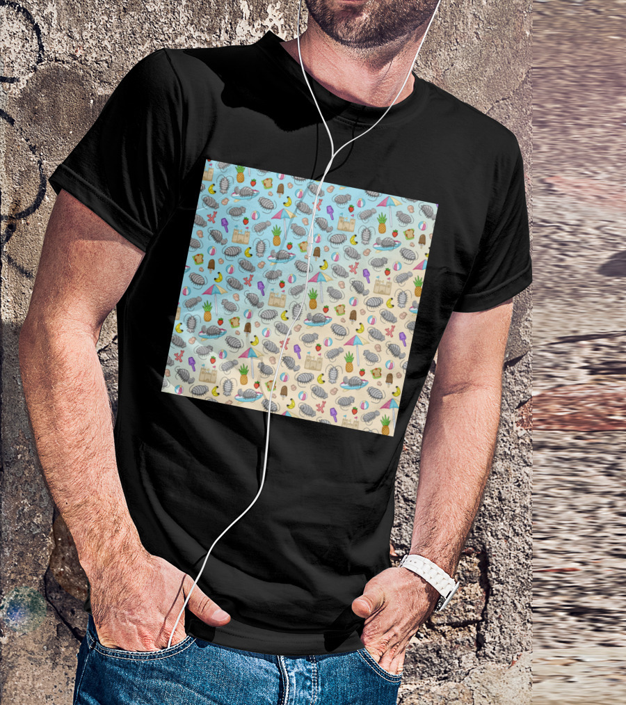 Isopod Beach Party Pineapple Umbrella Sandcastle Background T-Shirt