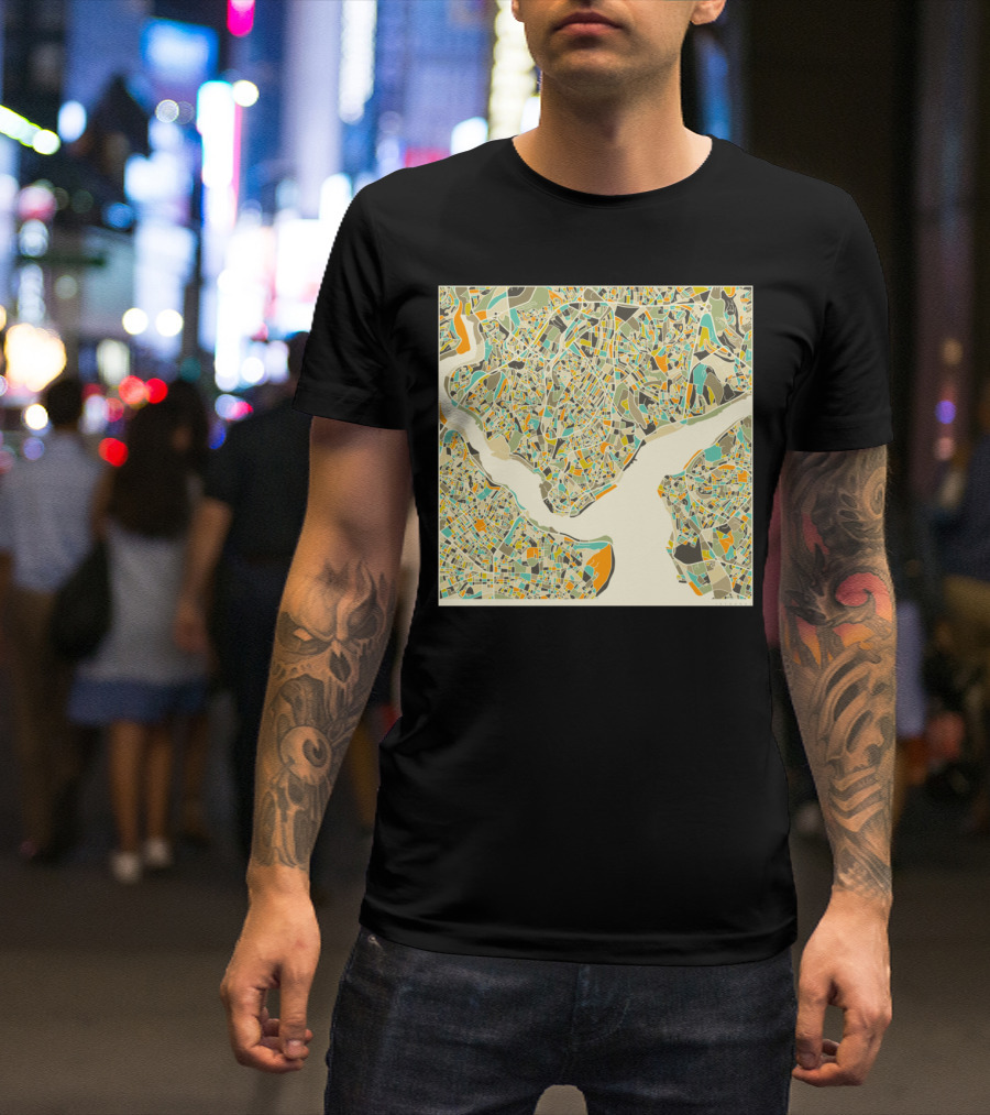 ISTANBUL MAP COLORFUL CITY SCAPE T-Shirt