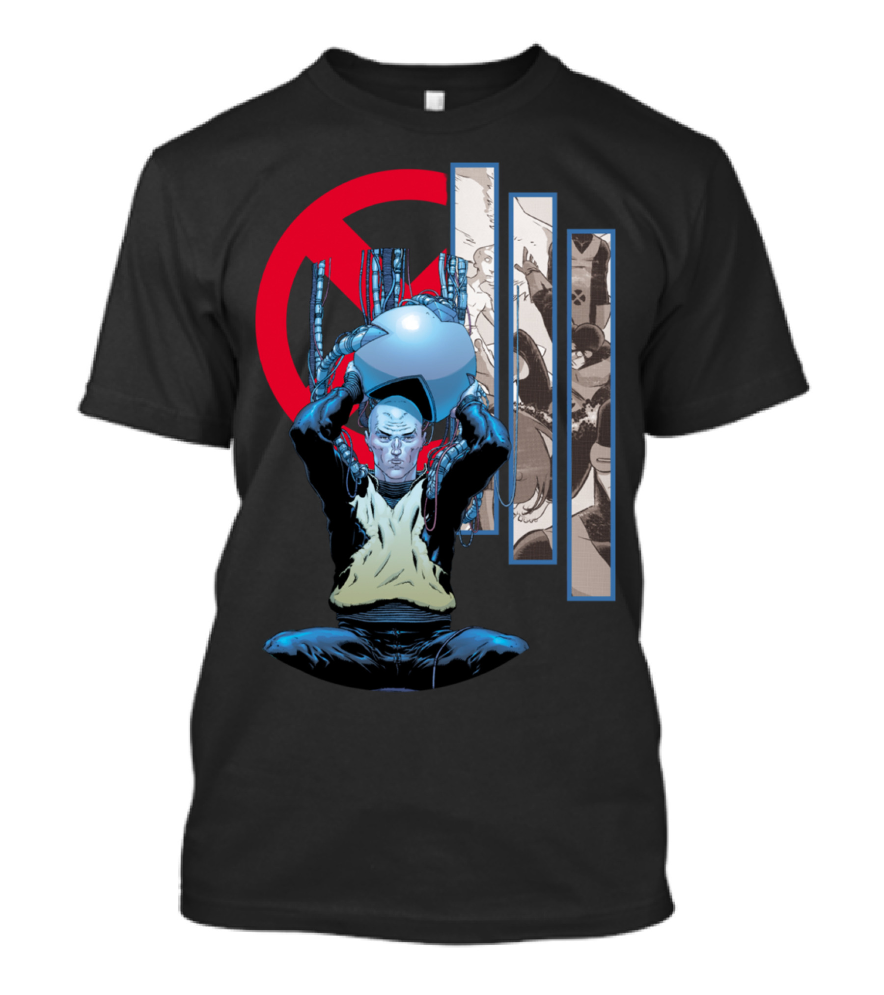 Professor X Cerebro And Comic Panels T-Shirt