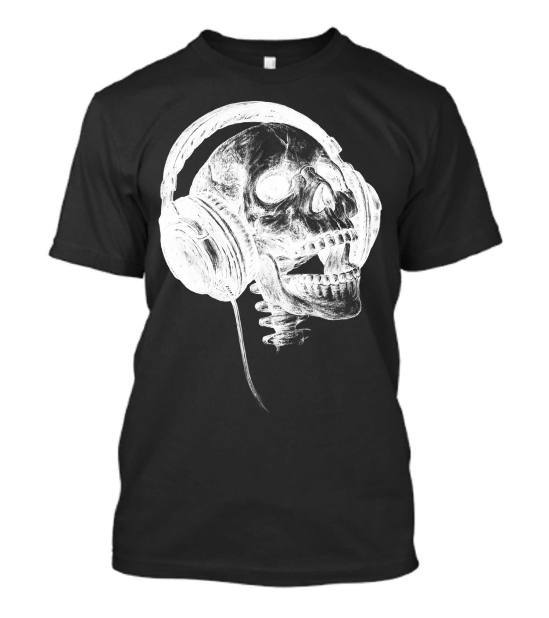 Music Forever White Skull Headphones T-Shirt