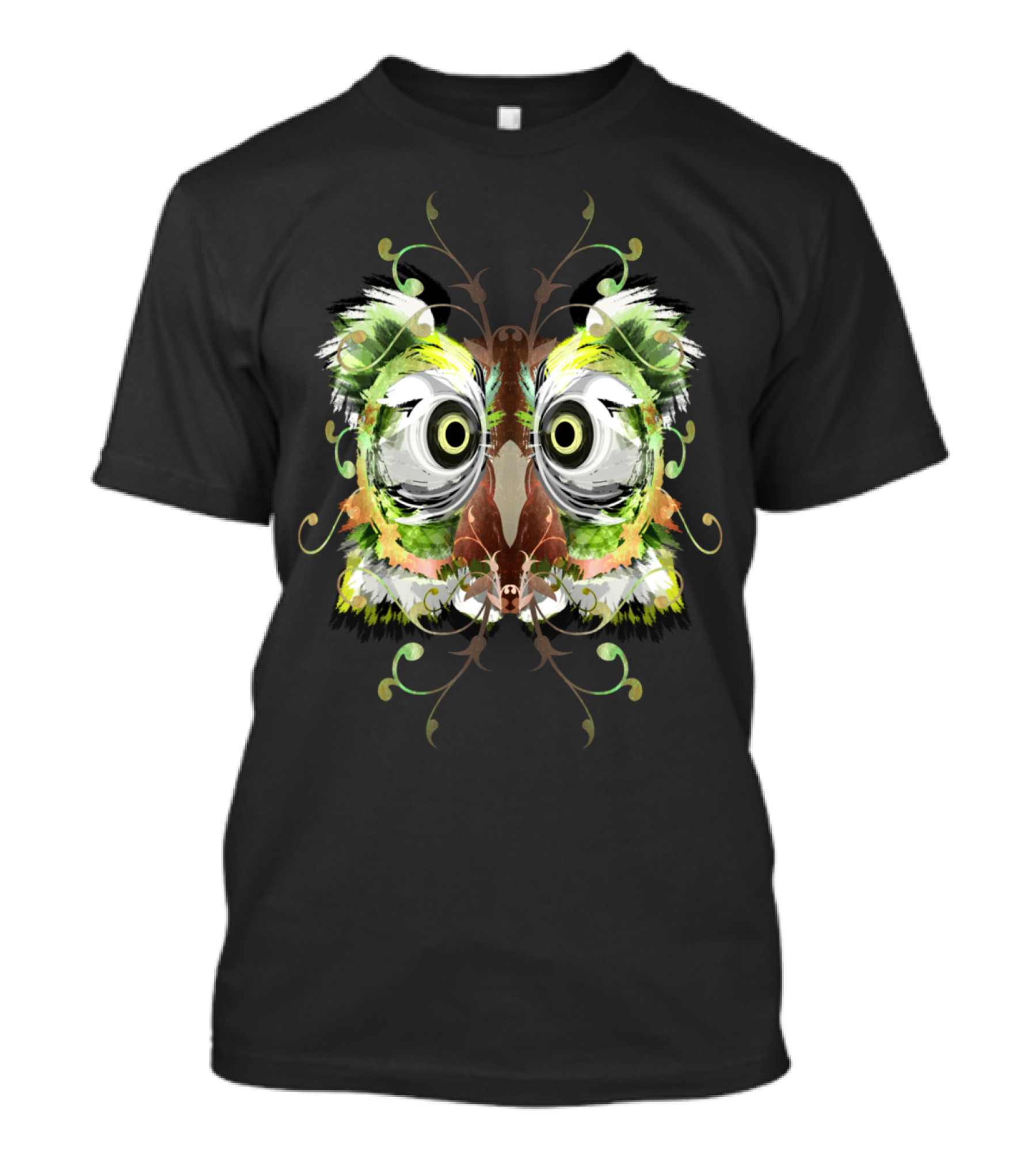 Wowlrldly Owl Symmetry Green Flourish T-Shirt