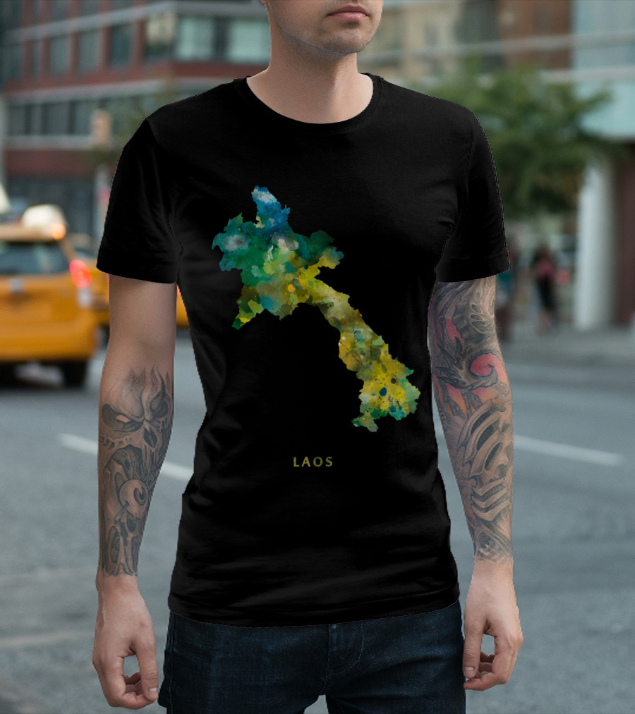 Laos Watercolor Map T-Shirt