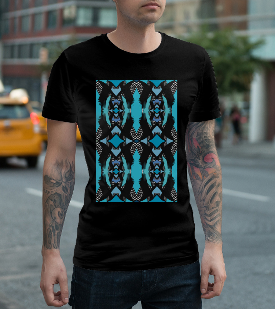 Pantone Blue Aztec Eagle Symmetrical T-Shirt