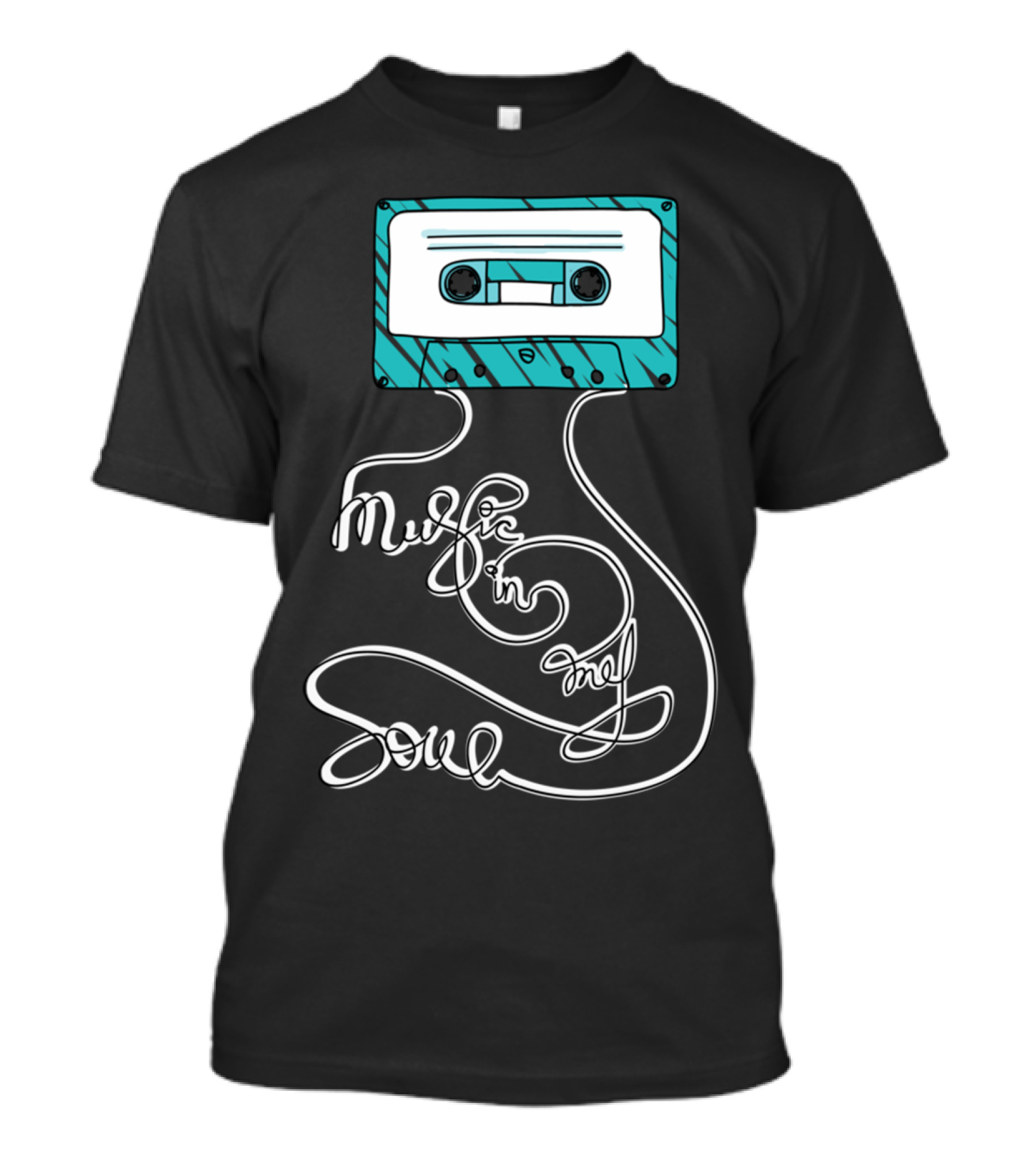 Cassette Motif With Music In My Soul Winding Text T-Shirt