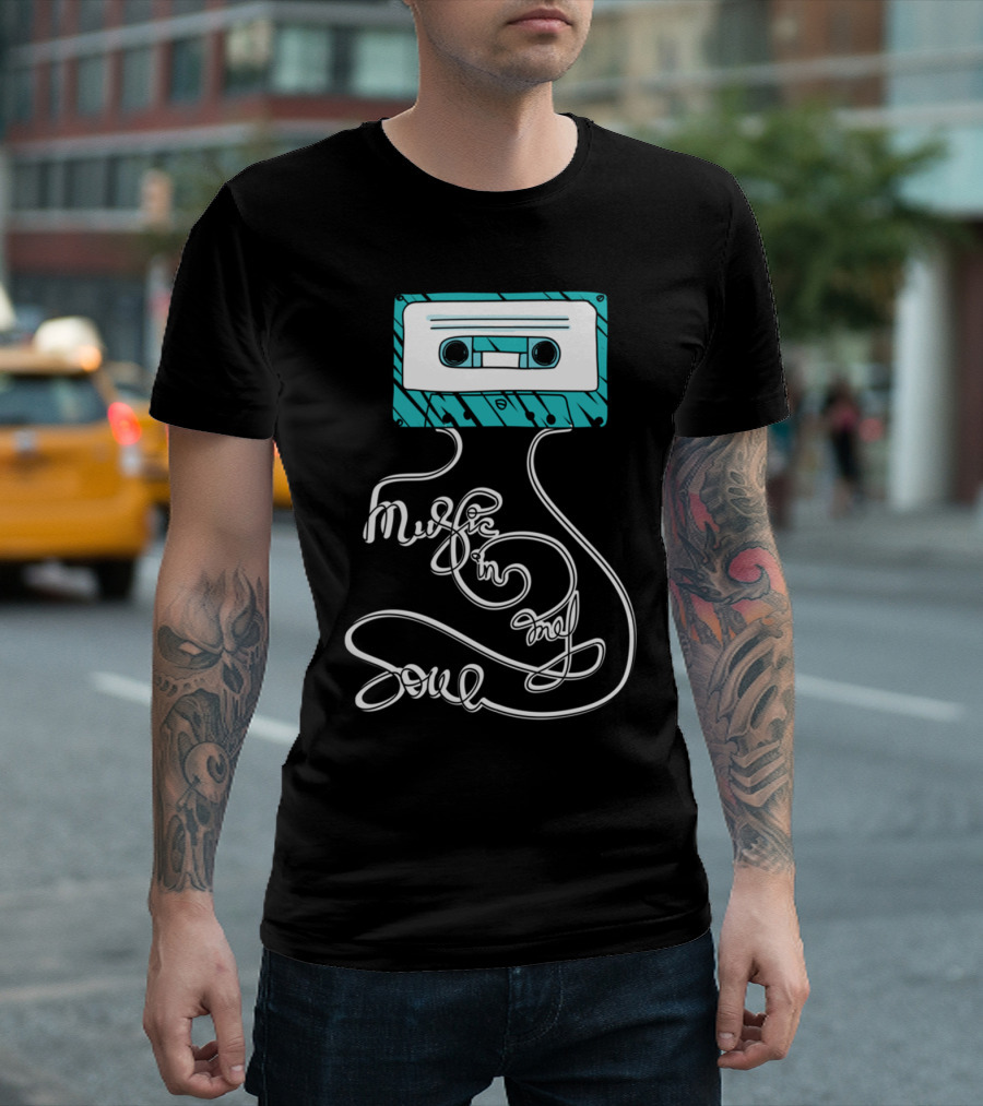 Cassette Motif With Music In My Soul Winding Text T-Shirt
