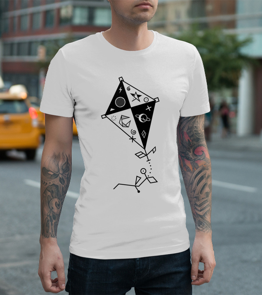 Papagayo Sticke Star Planet Kite Geometric Shapes T-Shirt
