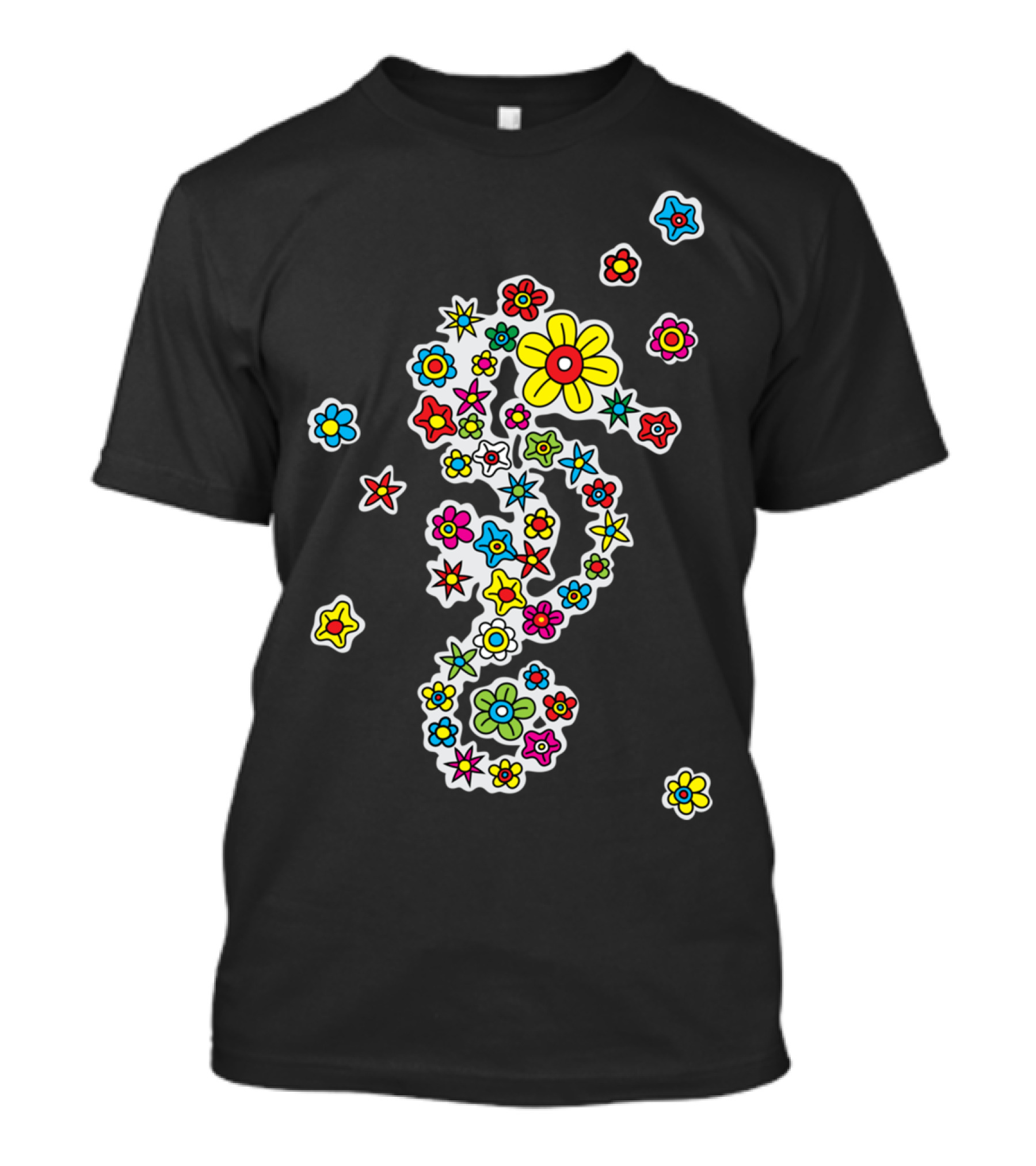 Flourish Seahorse Vibrant Floral T-Shirt