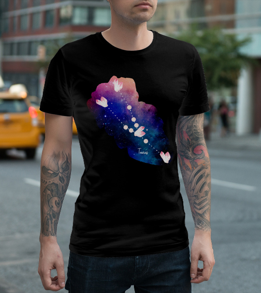 Taurus Constellation in Rose Quartz Galaxy T-Shirt