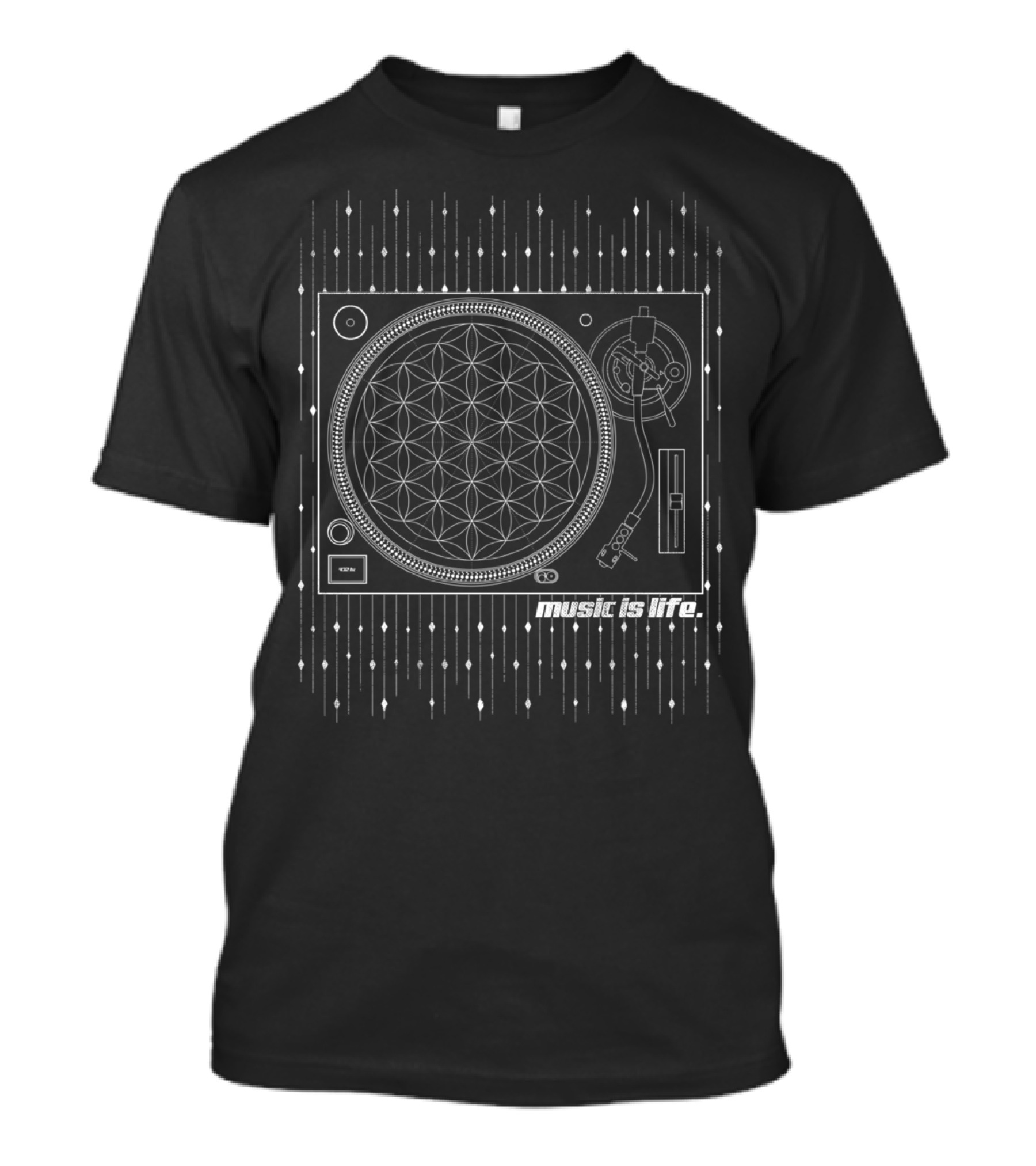 Music Is Life Turntable Geometry T-Shirt