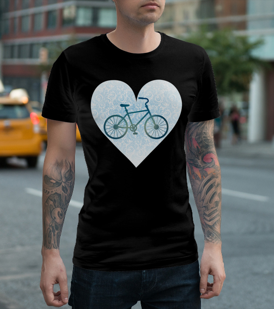 Love My Bike Heart Pattern Bicycle T-Shirt