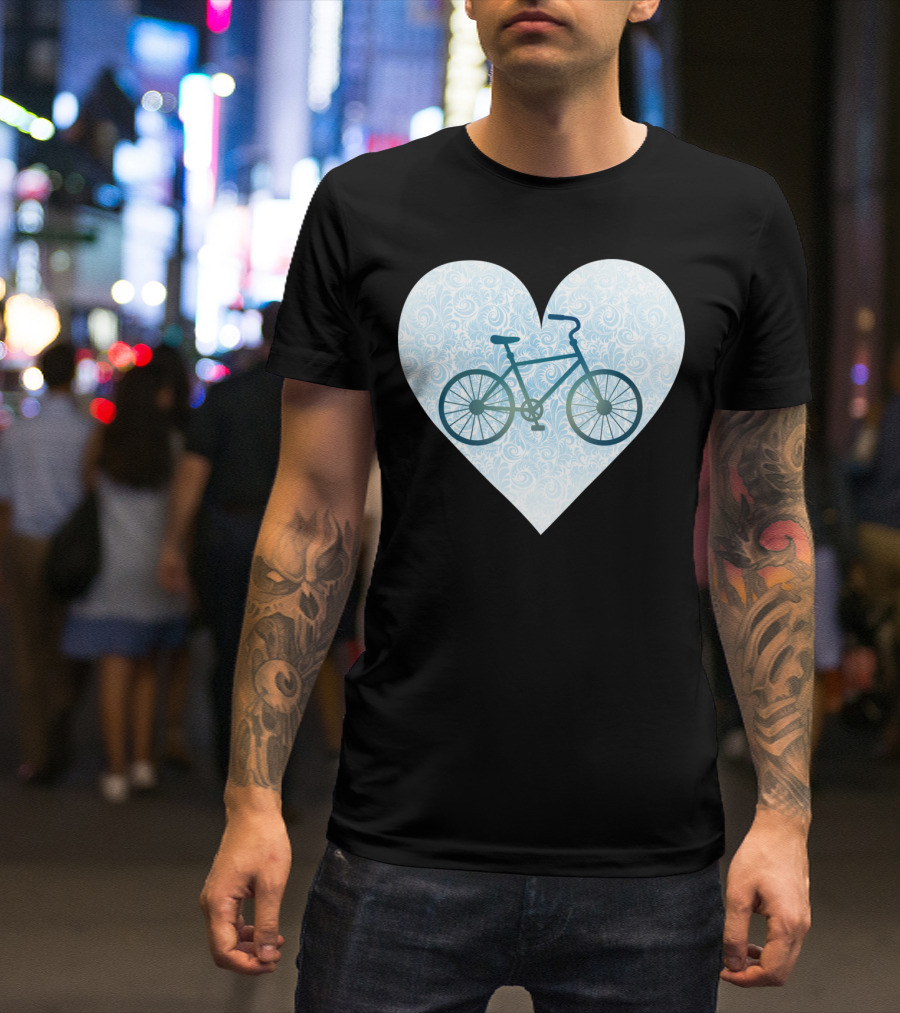 Love My Bike Heart Pattern Bicycle T-Shirt