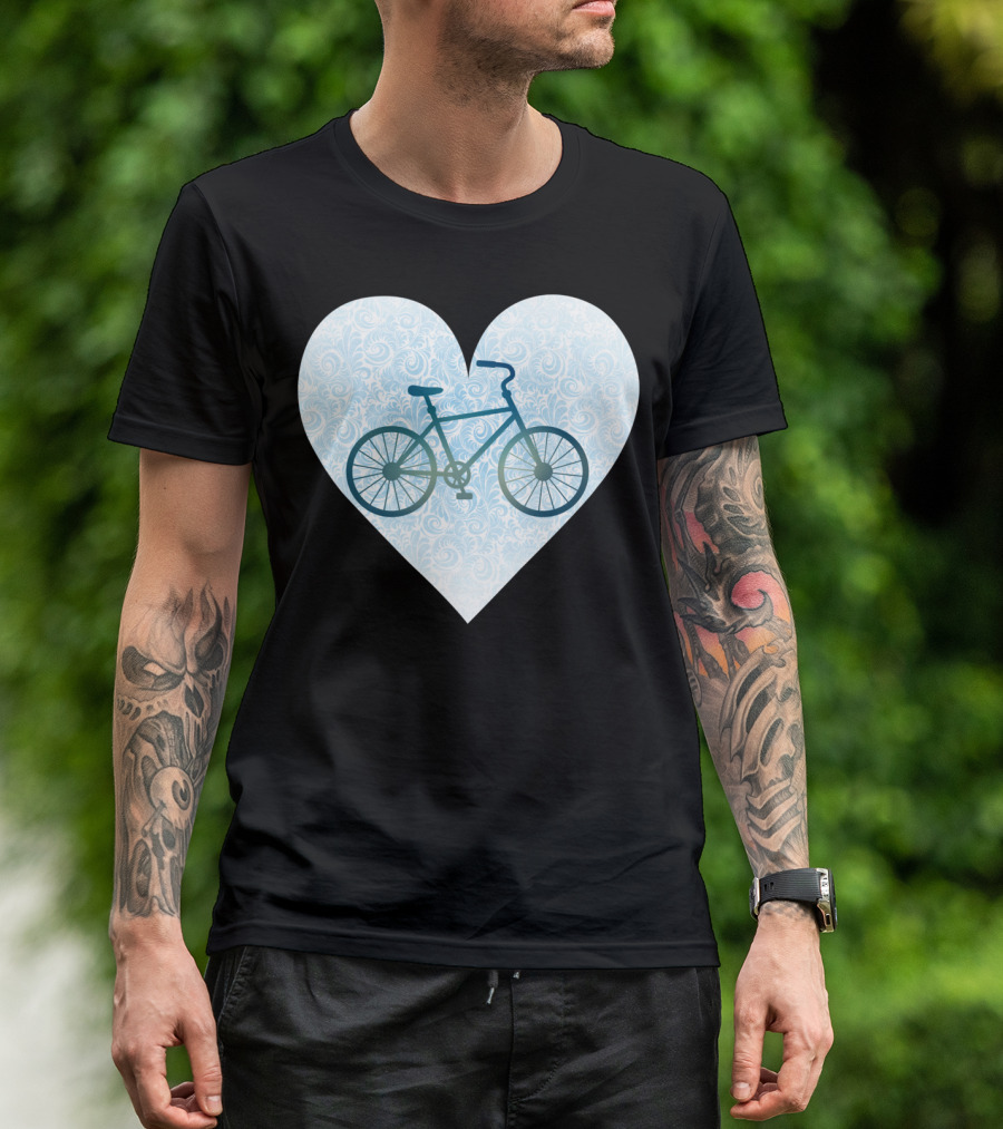 Love My Bike Heart Pattern Bicycle T-Shirt
