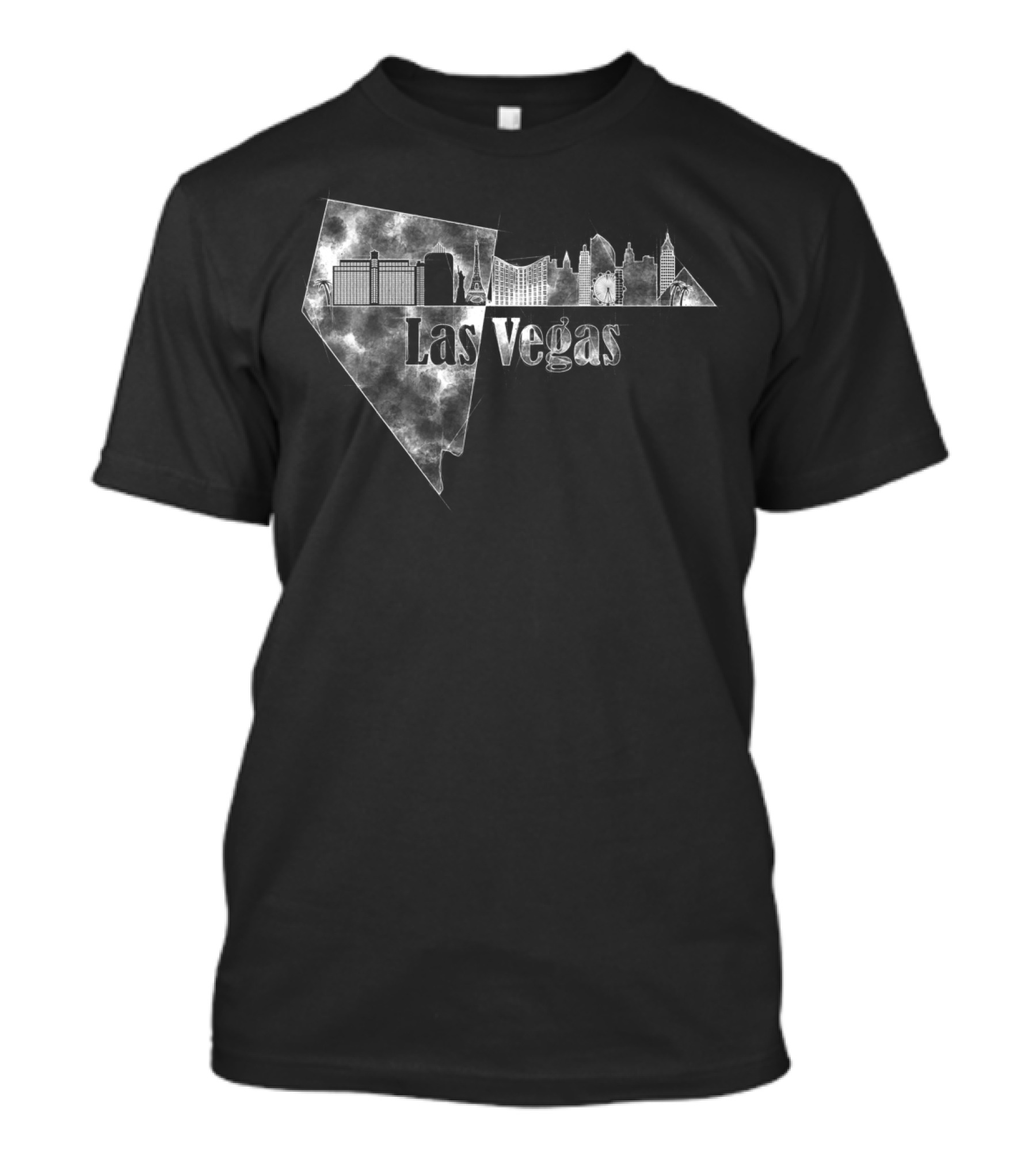 Las Vegas Skyline Pencil Drawing Effect With Nevada Outline T-Shirt