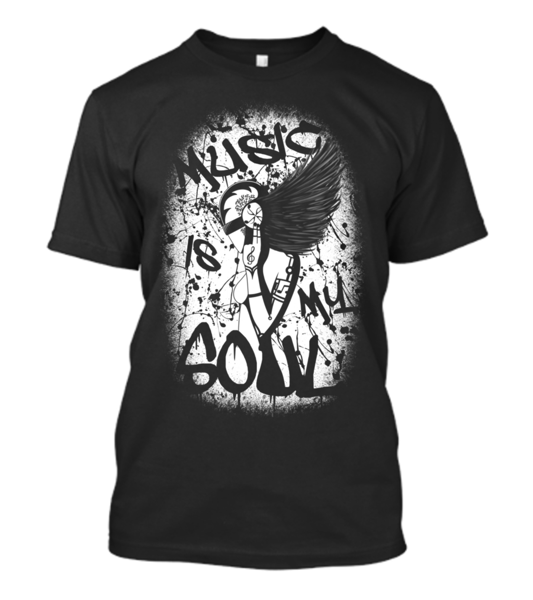 Music Is My Soul Angel Wing Abstract Graffiti T-Shirt