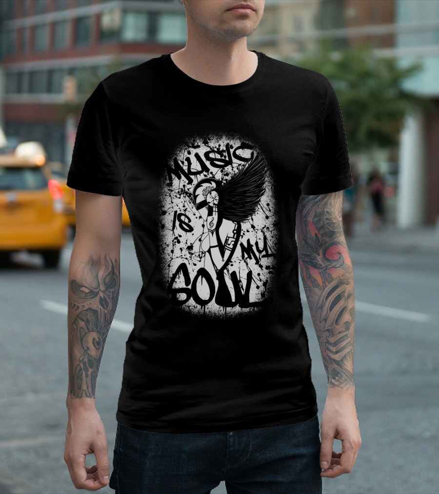 Music Is My Soul Angel Wing Abstract Graffiti T-Shirt