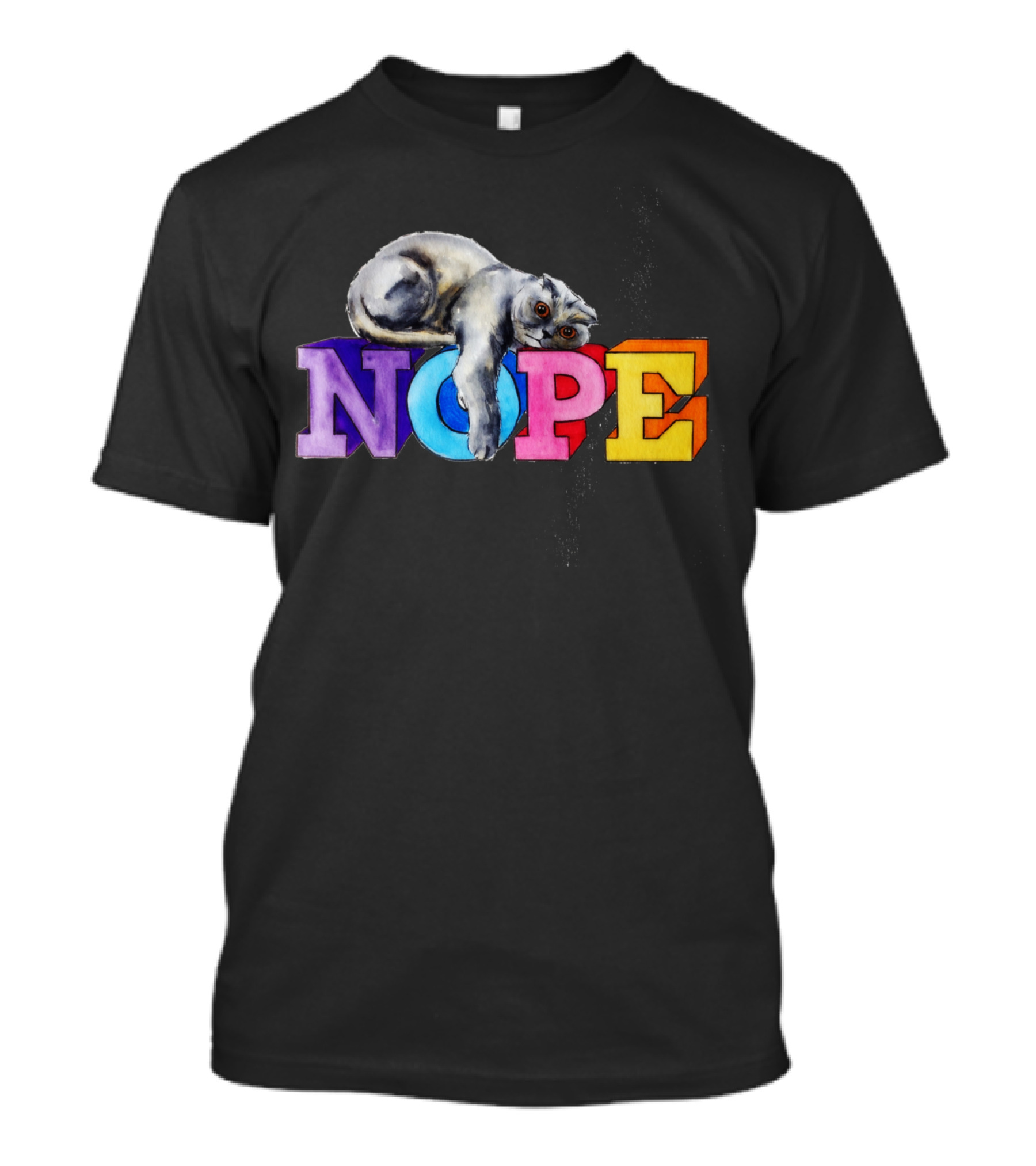Nope Cat On Colorful Blocks T-Shirt