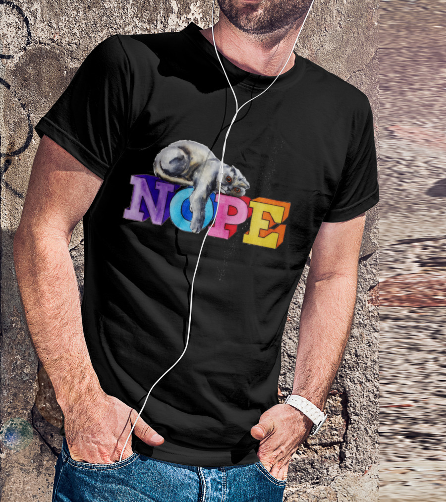 Nope Cat On Colorful Blocks T-Shirt