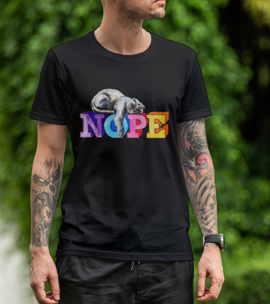 Nope Cat On Colorful Blocks T-Shirt