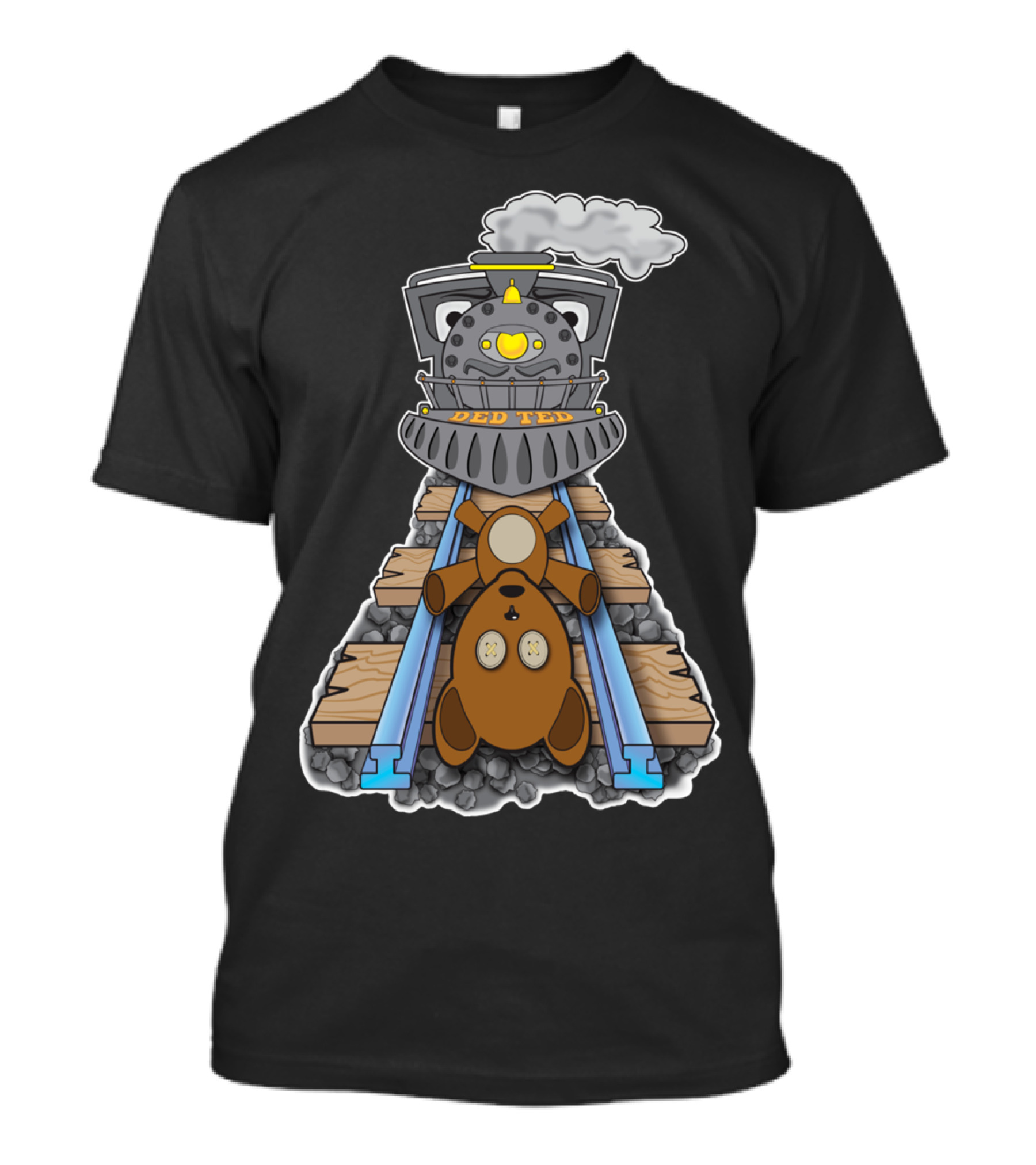 Ded Ted On The Tracks Bear With Train T-Shirt