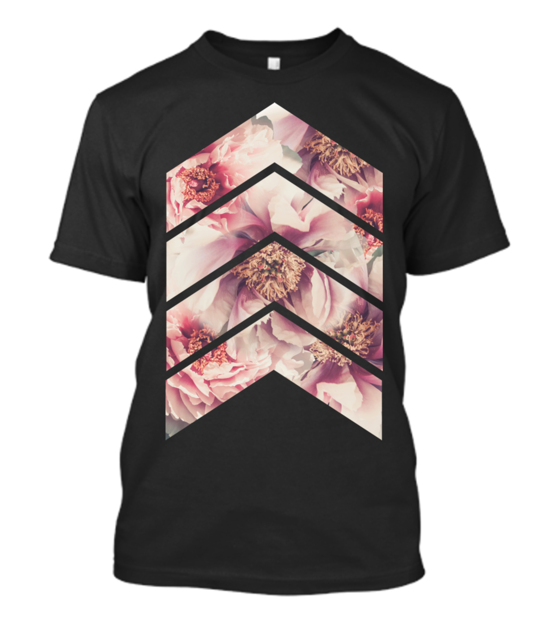 Retro Peonies Chevron T-Shirt