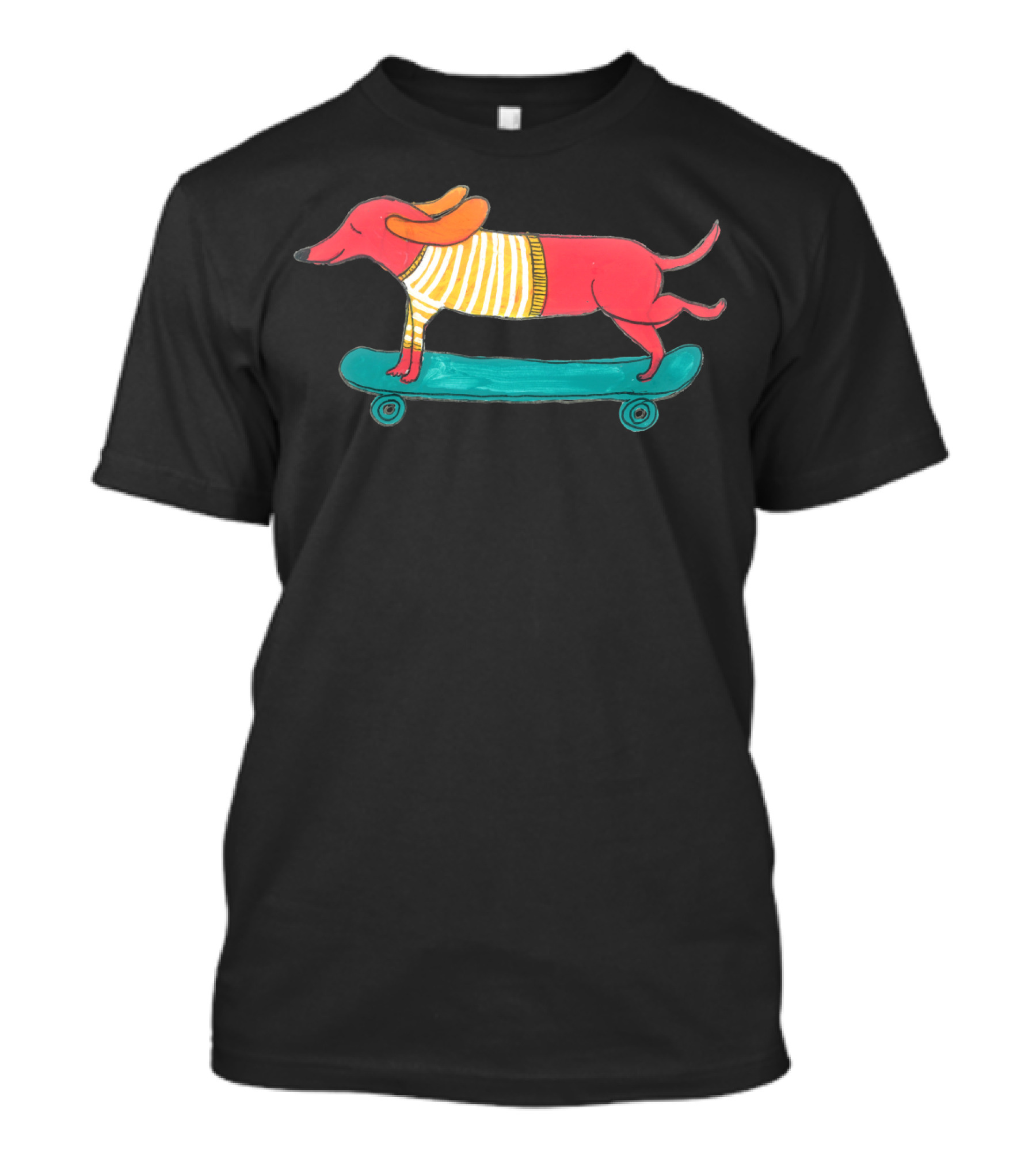 Skateboarding Dog With Striped T-Shirt
