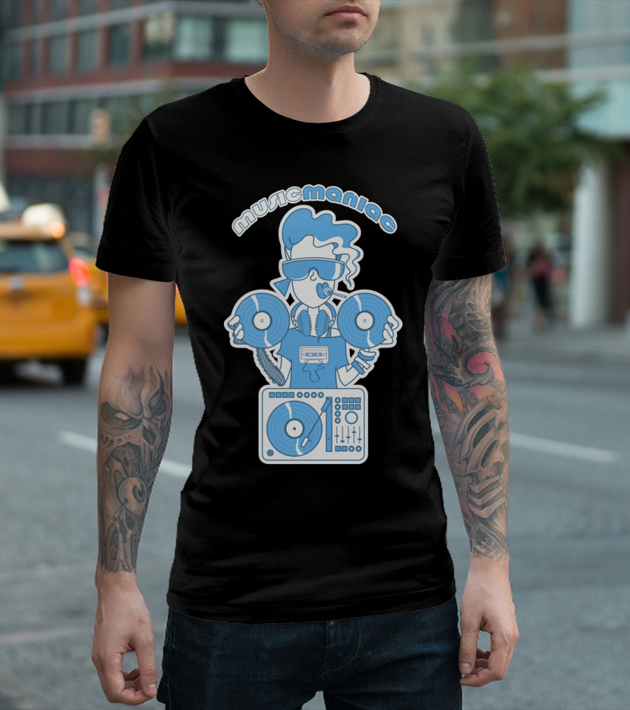 Music Maniac DJ Turntable Vinyl Cassette T-Shirt