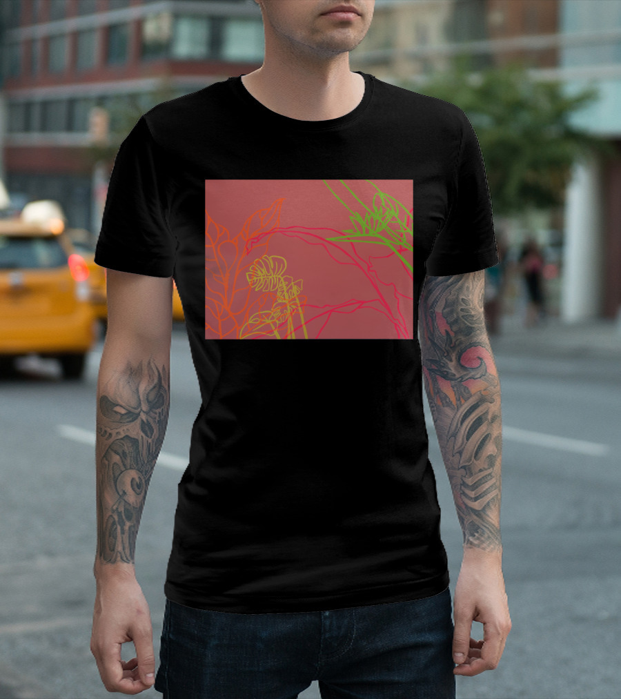 Paradise Drift Neon Floral Minimal Large Bright T-Shirt