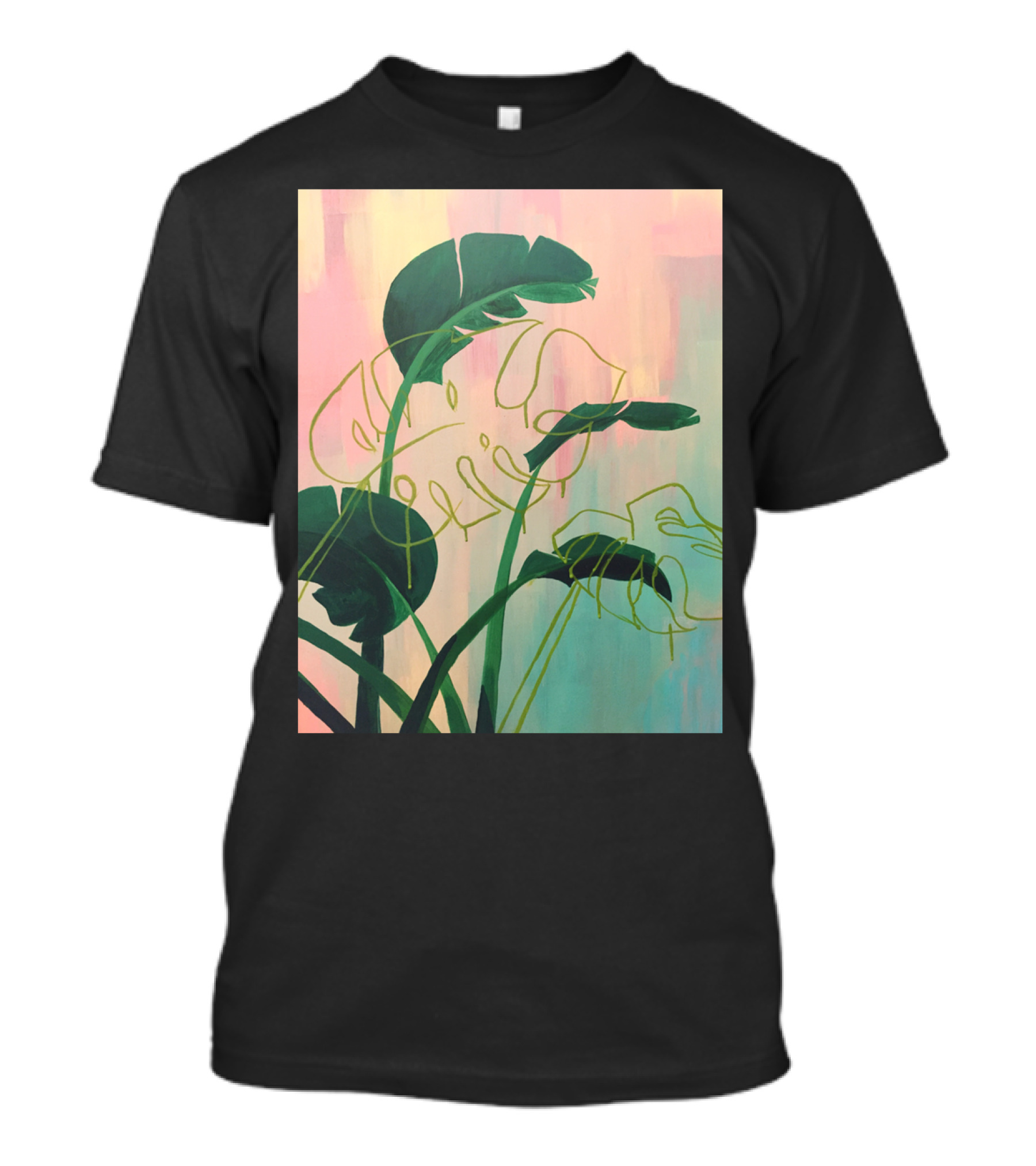 Paradise Found Bright Medium Tropical Green Leaf Abstract T-Shirt