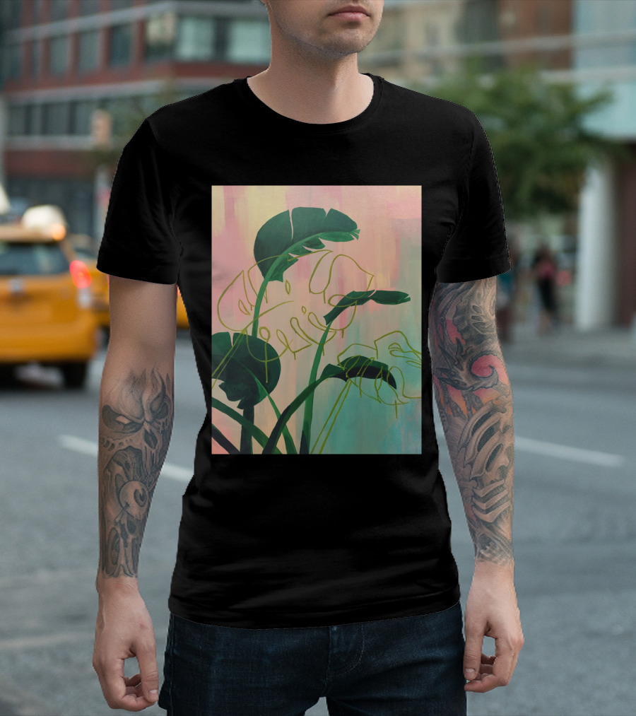 Paradise Found Bright Medium Tropical Green Leaf Abstract T-Shirt