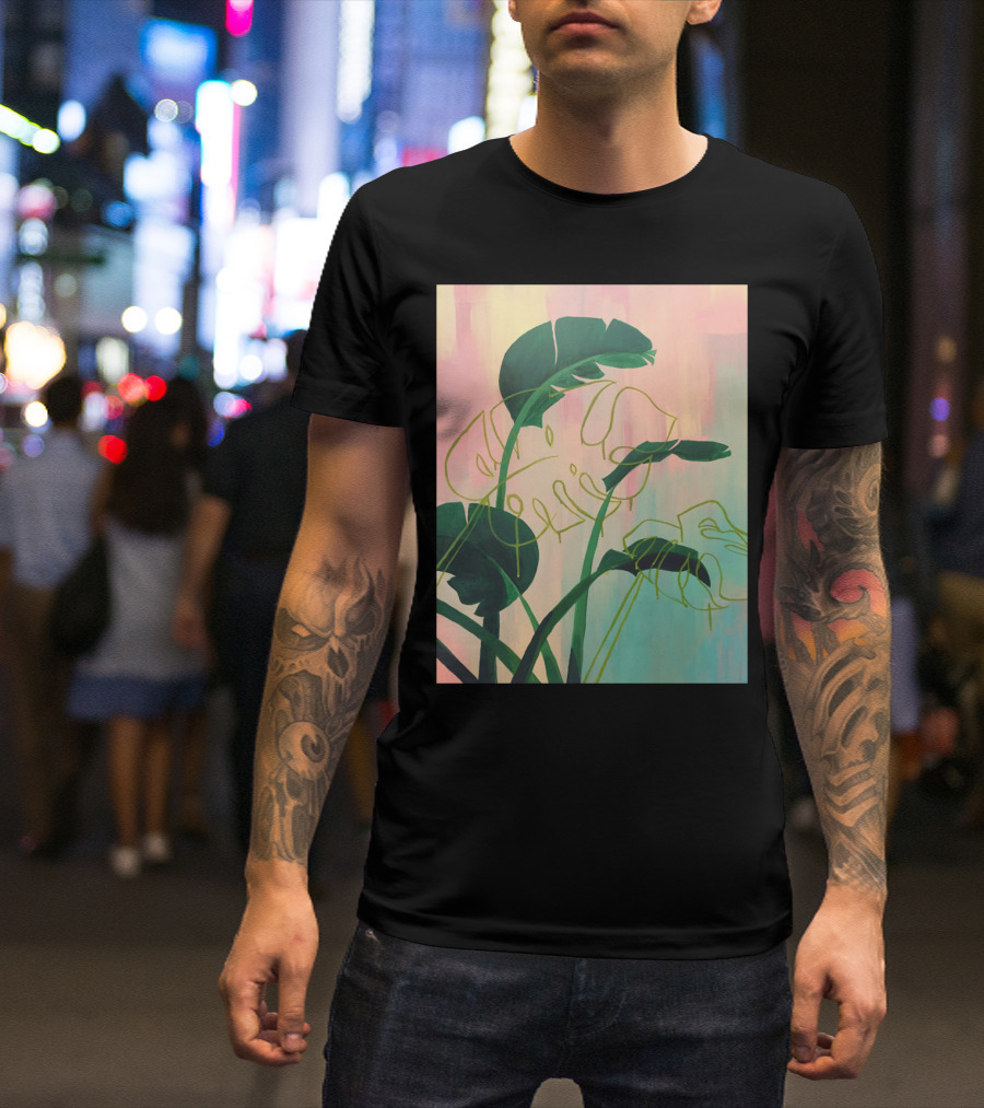 Paradise Found Bright Medium Tropical Green Leaf Abstract T-Shirt