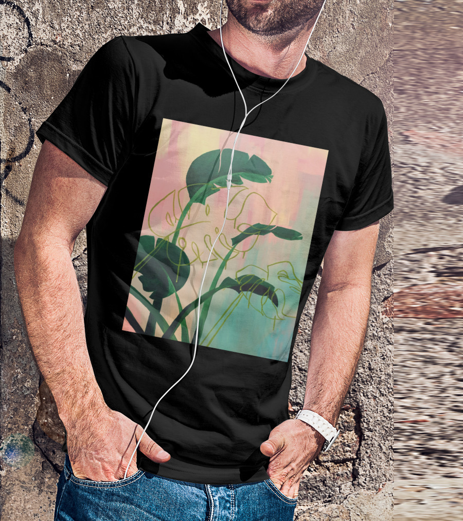 Paradise Found Bright Medium Tropical Green Leaf Abstract T-Shirt
