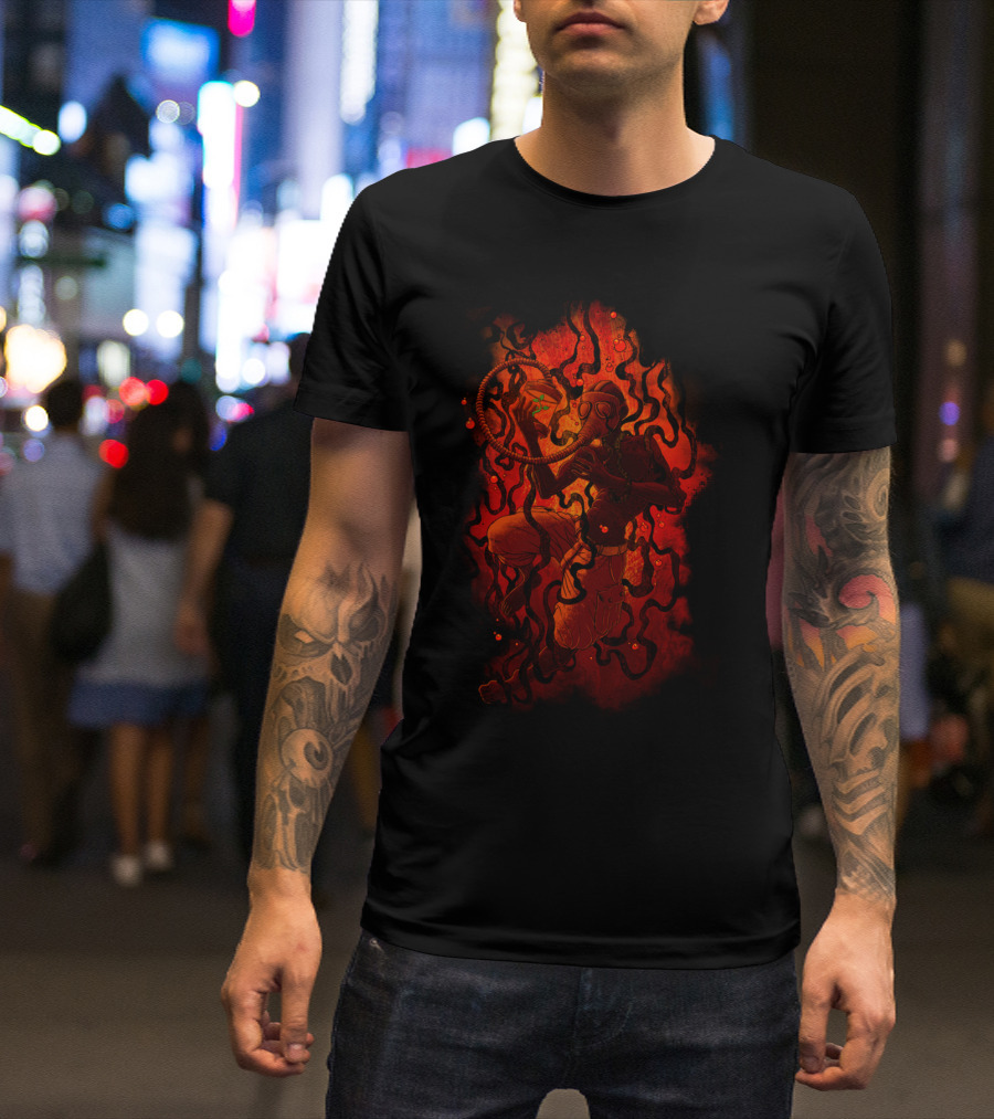 Last Breath Gas Mask And Flames T-Shirt