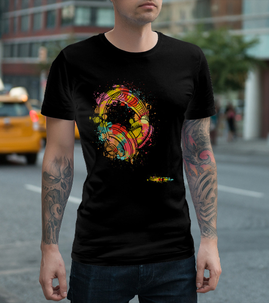 Music Please Colorful Headphones With Splash T-Shirt