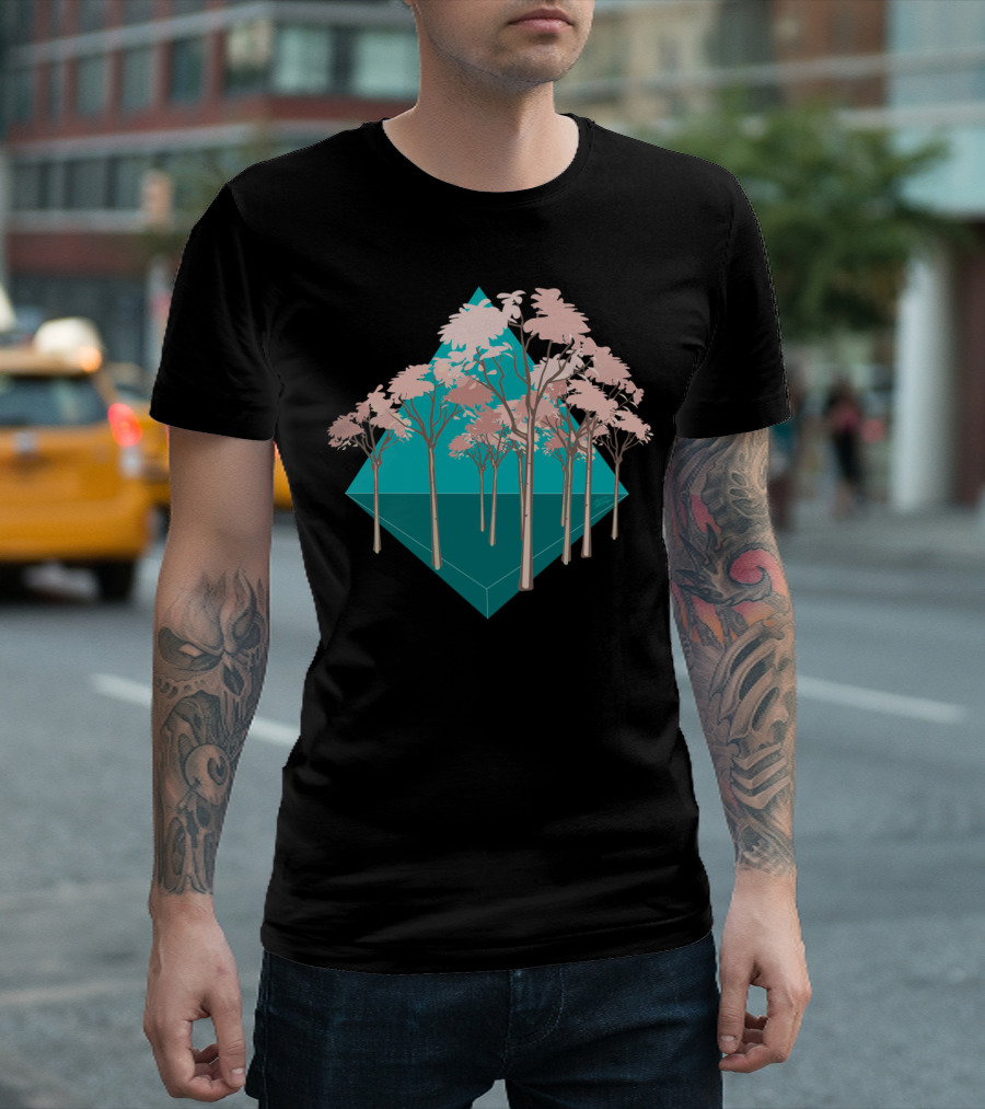 Tree Pyramids Geometric Forest Scene T-Shirt