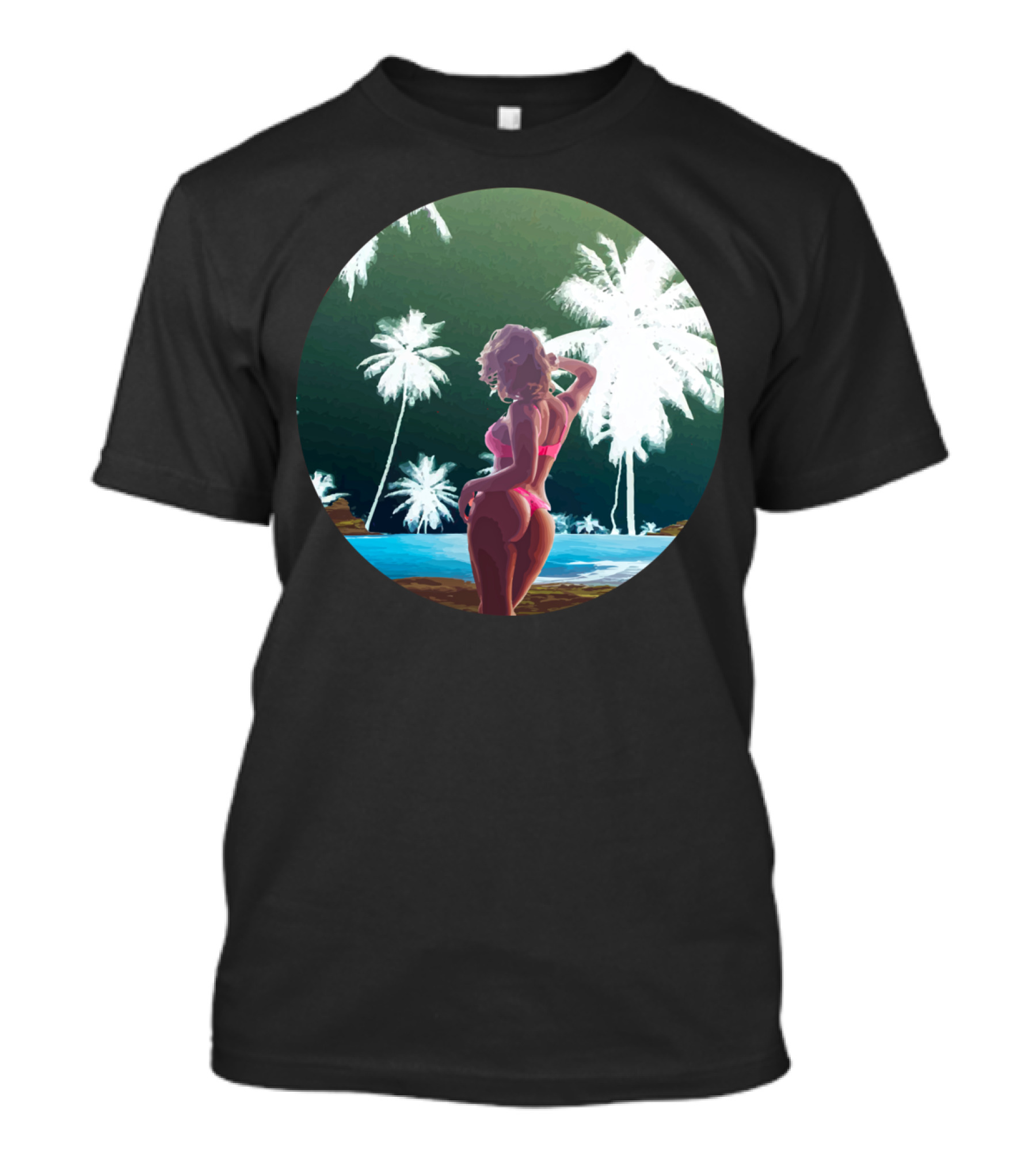 Paradise Palm Oasis Beach Scene T-Shirt