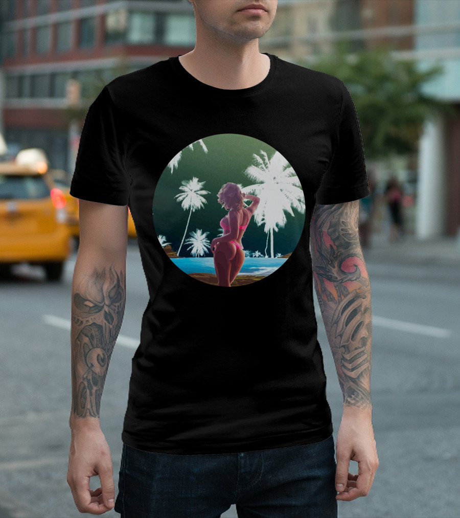 Paradise Palm Oasis Beach Scene T-Shirt