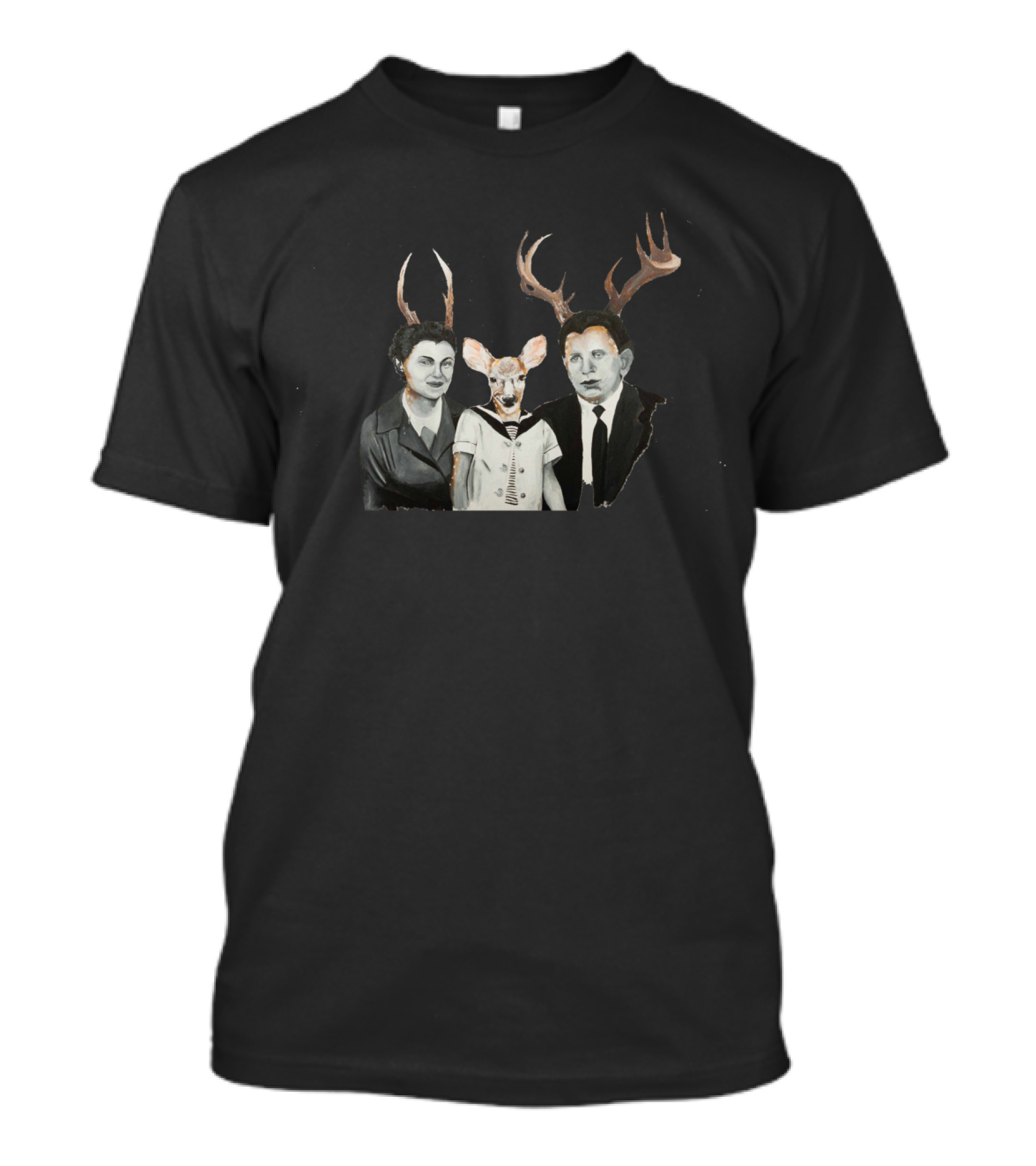 Deer Family Antler Portrait Trio T-Shirt