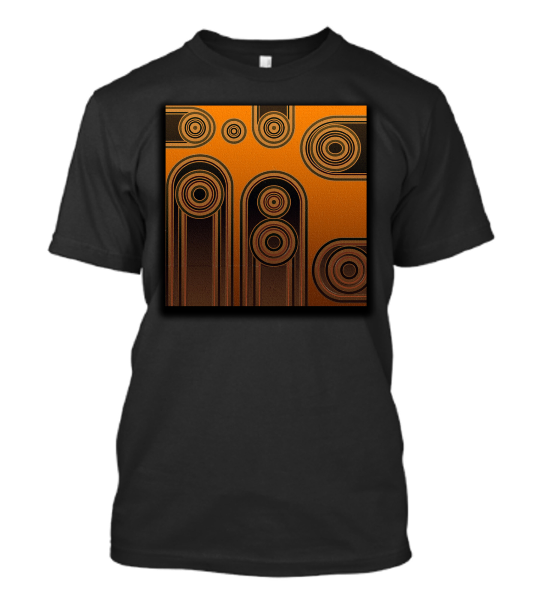 Retro Circles And Lines In Orange T-Shirt