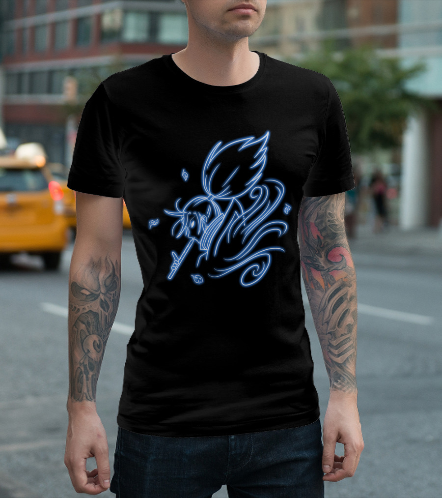 Samurai Neon Art Flute Music Warrior T-Shirt