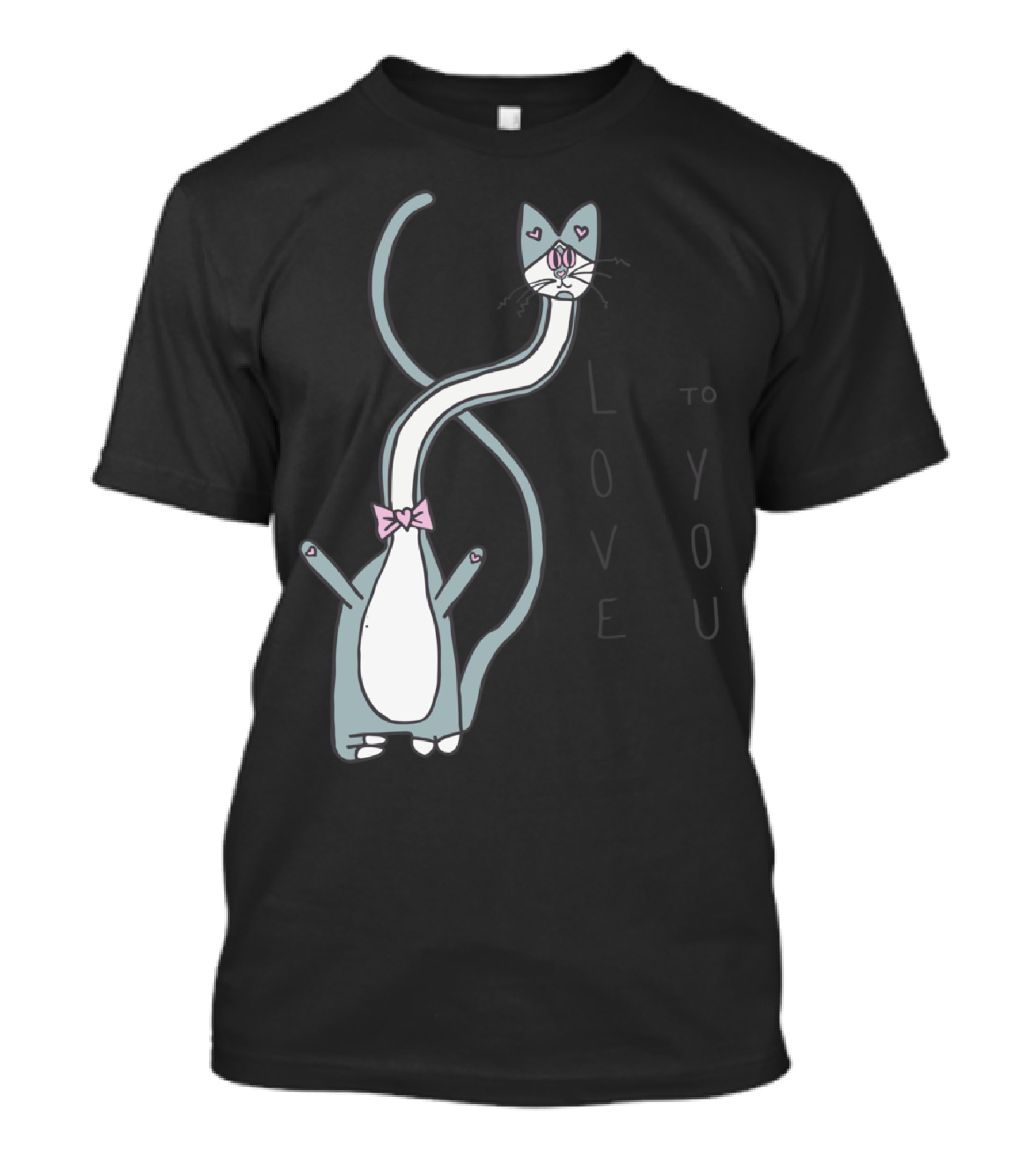 Love To You Long-Neck Cat With Heart Eyes T-Shirt