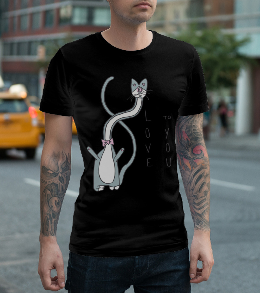 Love To You Long-Neck Cat With Heart Eyes T-Shirt