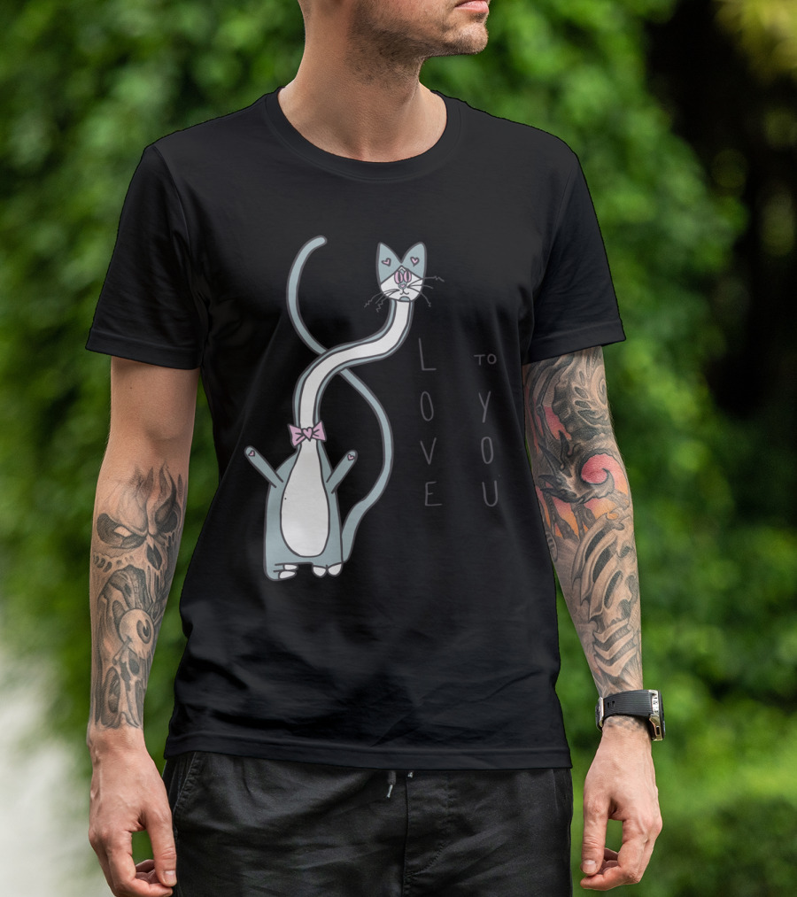 Love To You Long-Neck Cat With Heart Eyes T-Shirt