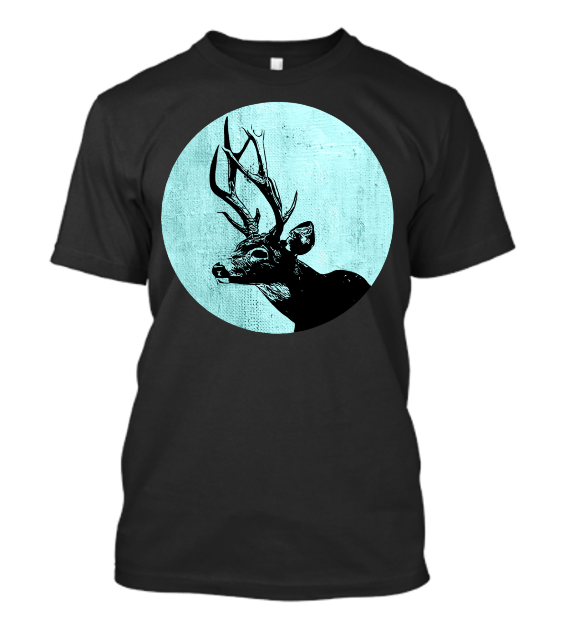 Retro Stag Vintage Deer In Blue Circle T-Shirt